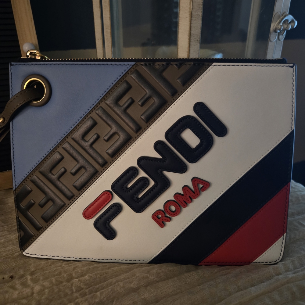 Fendi x Fila Leather Clutch